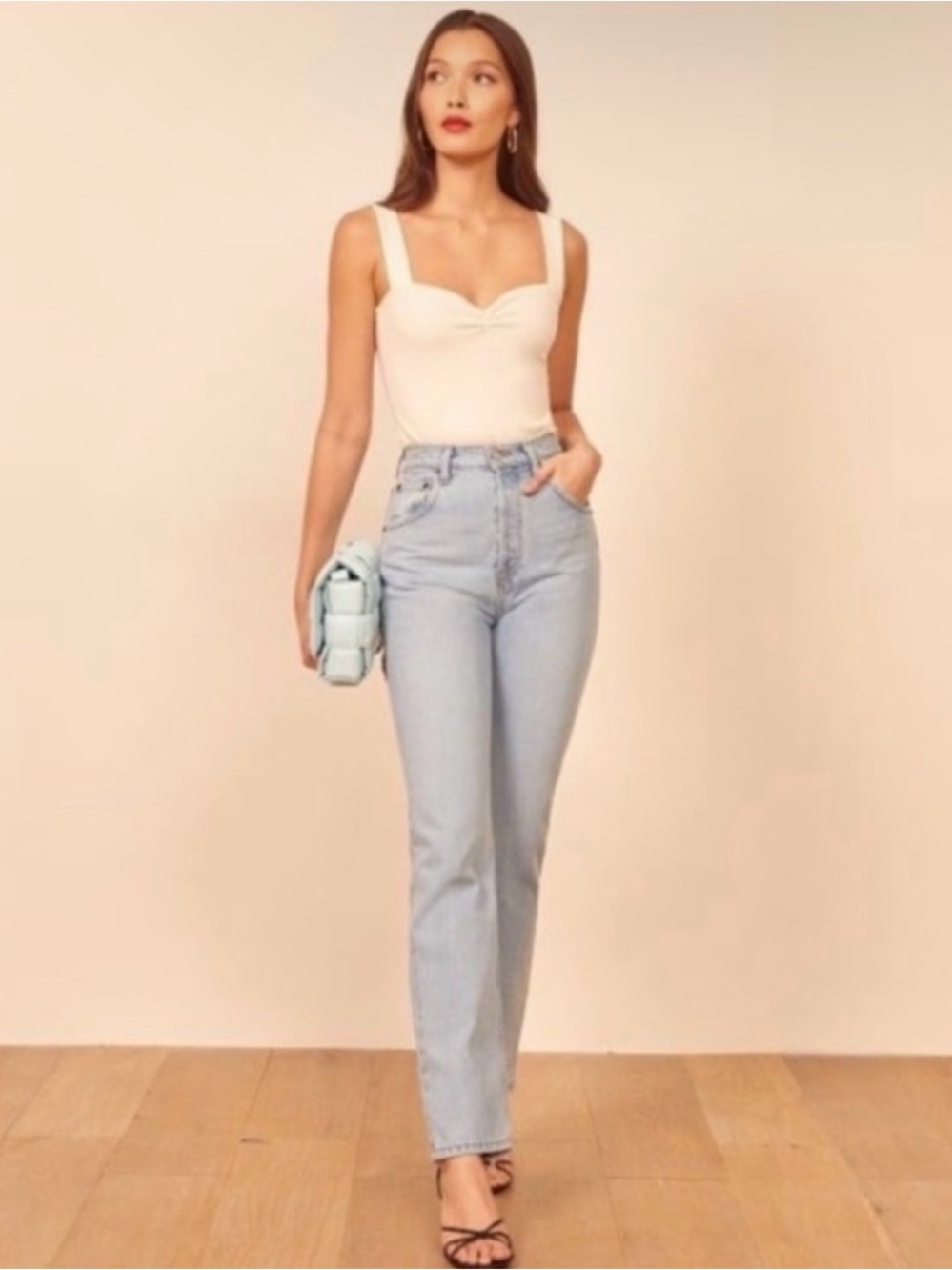 Reformation Cream Square Neck Tank Top